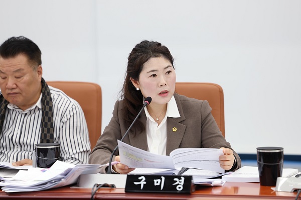 서울시의회 행정자치위원회 국민의힘 구미경시의원이 피감기관을 상대로 질의를 하고 있다.